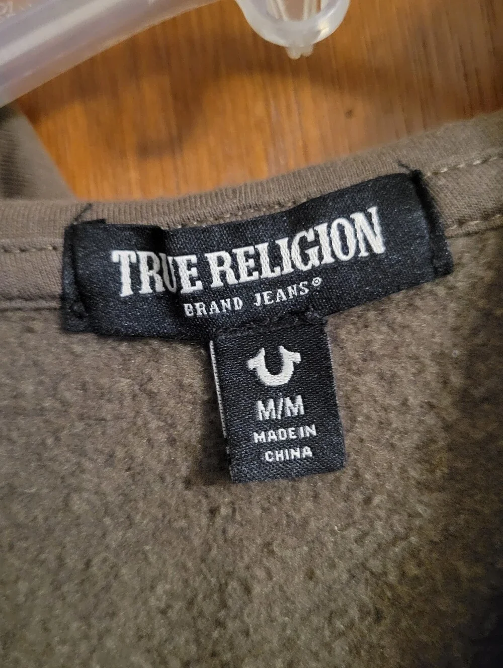True Religion High Density Logo Zip Hoodie Mens Medium Olive Green Long Sleeve